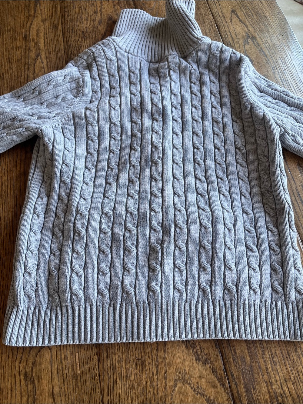 Anne Klein Sport Gray Cable Knit Full Zip Mock Neck Sweater - Size L - vintage - Picture 6 of 9